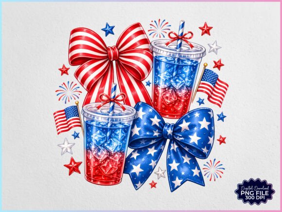 Download Patriotic Bows and Iced Drink PNG - Drink Collection