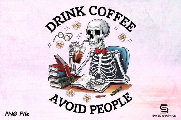 Download Drink Coffee Avoid People Skeleton Png - Drink Collection