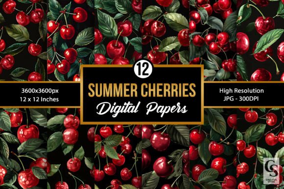 Download Summer Sweet Cherries Seamless Pattern - Premium Resources
