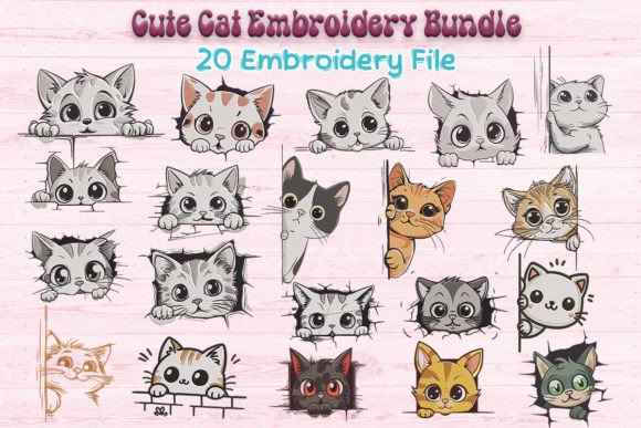 Download Cute Cat Bundle Embroidery - Cat bundle Collection