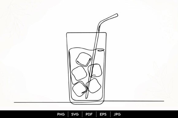 Download Cold Drink Glass Line Art SVG - Drink Collection