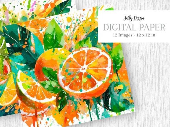 Download Juicy Orange Slices Digital Paper - Juicy Collection