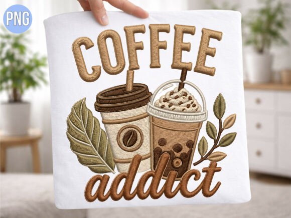 Download Embroidery Coffee Iced Drink Addict PNG - Drink Collection