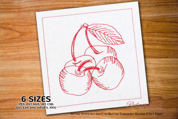 Download Sweet Cherries Redwork - Premium Resources