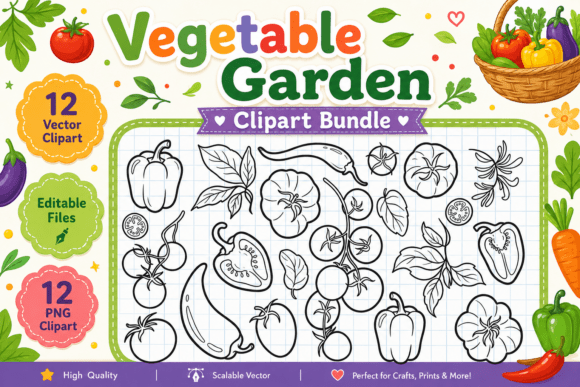 Download Vegetable Garden Clipart Bundle - Vegetable Collection