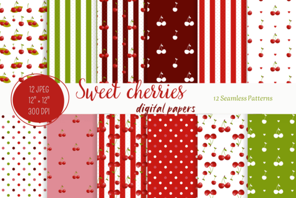 Download Sweet Cherries Digital Paper Pack - Sweet cherries Collection