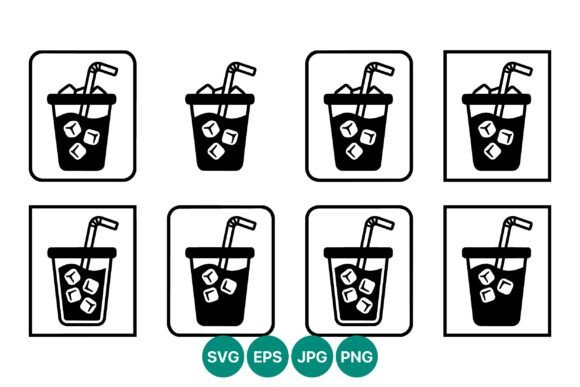 Download Iced Drink Icon Set Black White Vector - Drink Collection