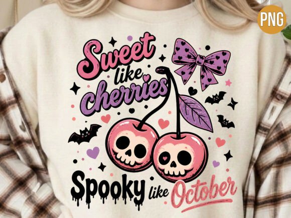 Download Sweet Cherries Spooky Pink PNG T-shirt - Sweet cherries Collection