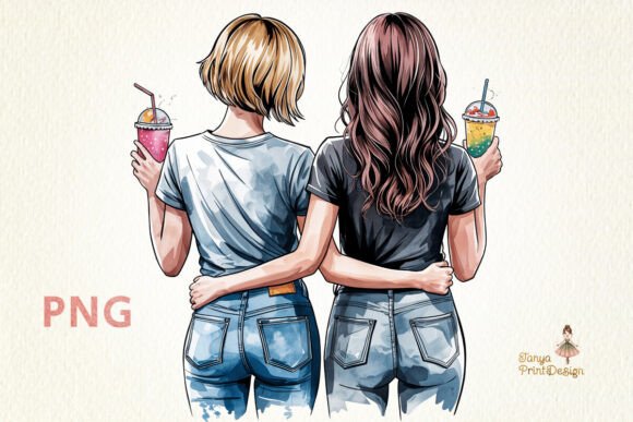 Download Best Friends with Drinks PNG Clipart - Drink Collection